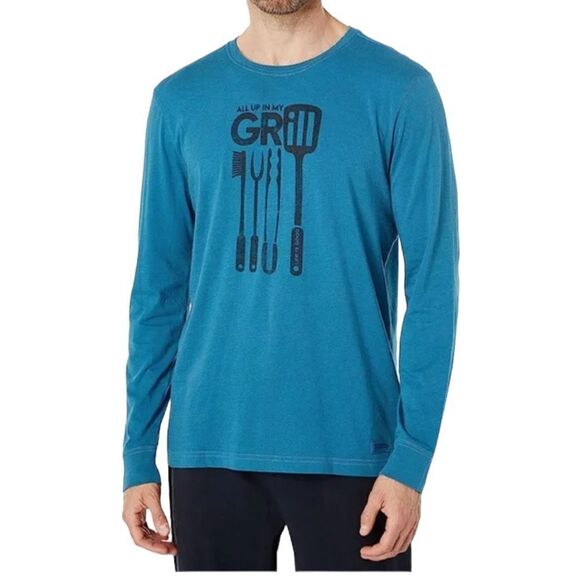 LIFE IS GOOD MENS CRUSHER LITE LONG SLEEVE T-SHIRT ALL UP IN MY GRILL MEDIUM - Picture 4 of 7